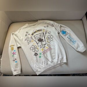 White Graphic SpongeBob Crewneck Sweatshirt